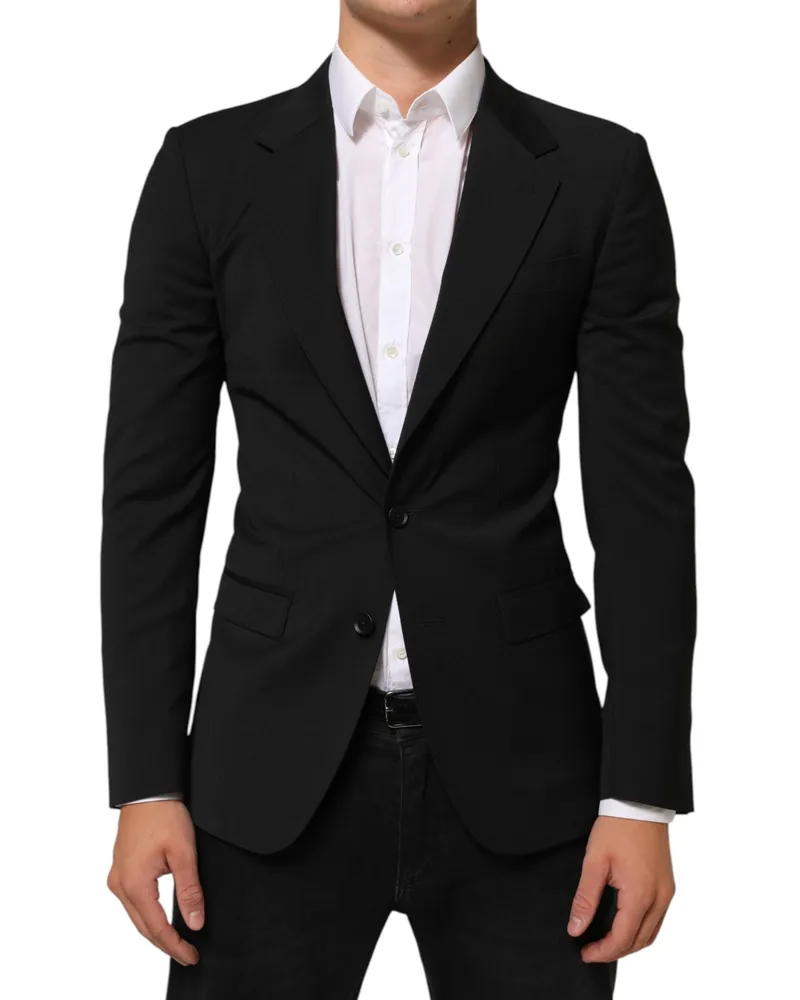 Dolce & Gabbana Men's Black Staff 2 Buttons Suit Jacket Blazer 02+pl+wo Black