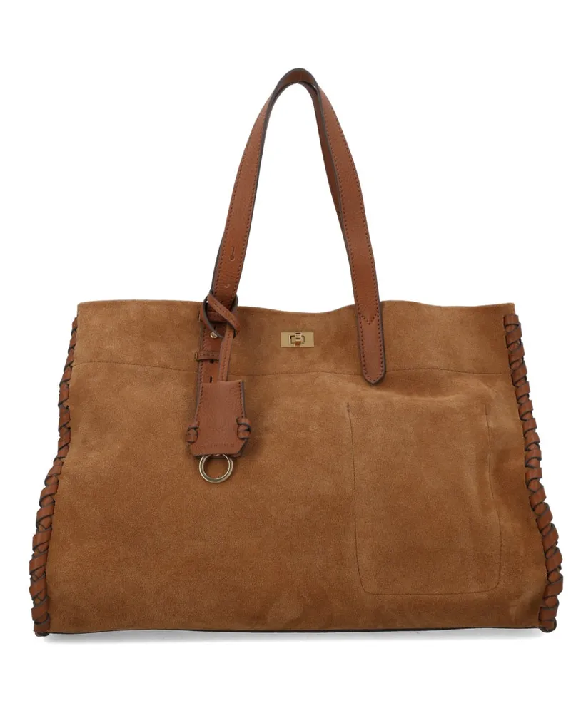 Anya Hindmarch Women's Tote Bag Mortimer Brown Leather Shoulder Brown