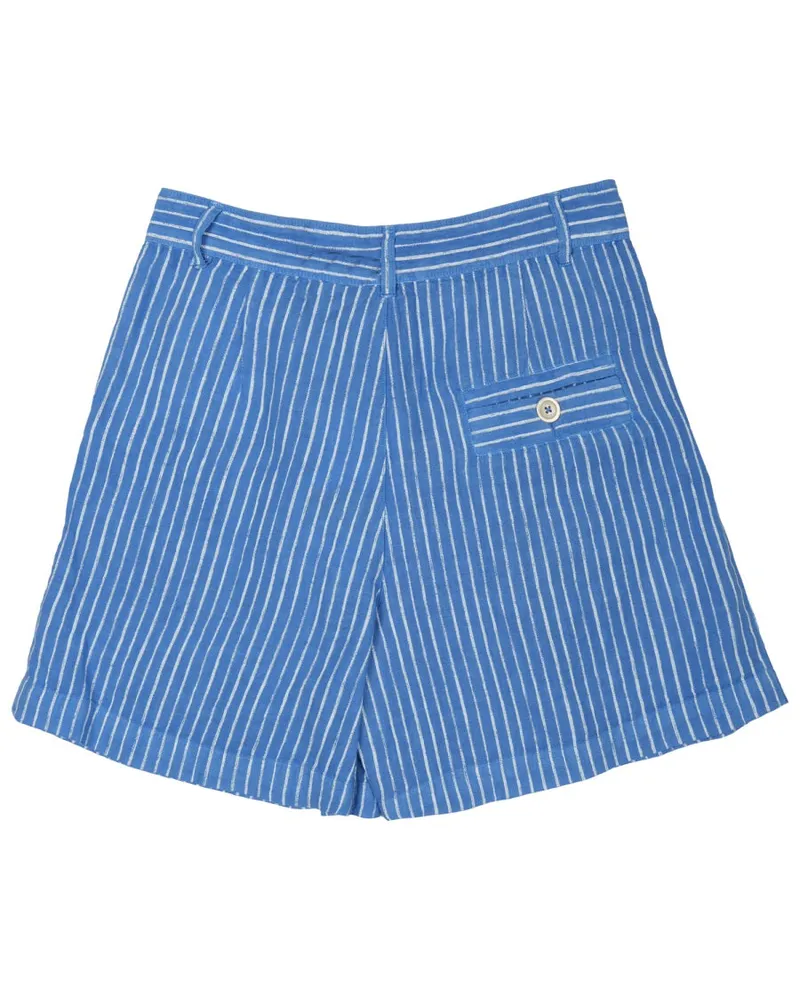 120% Lino Linen Striped Bermuda Shorts — Denim Denim