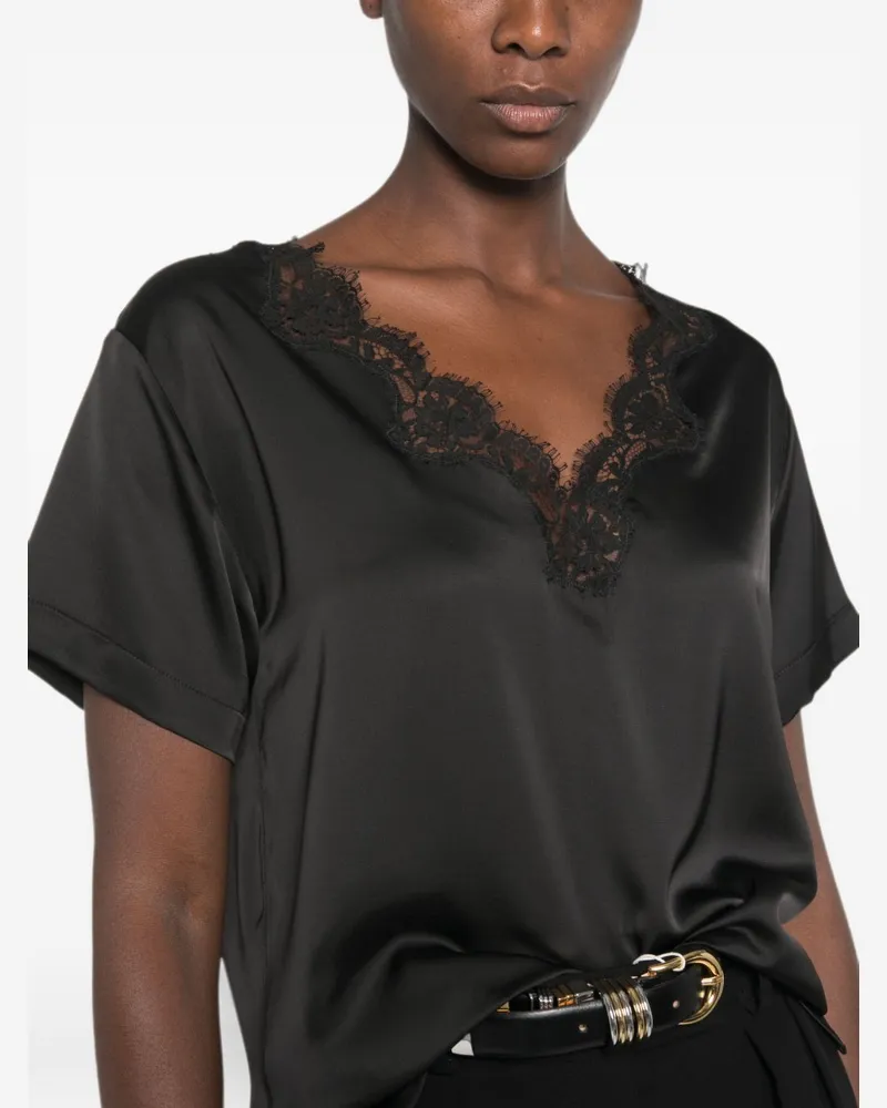 Ermanno Scervino Lace-Trim T-shirt — Black Black