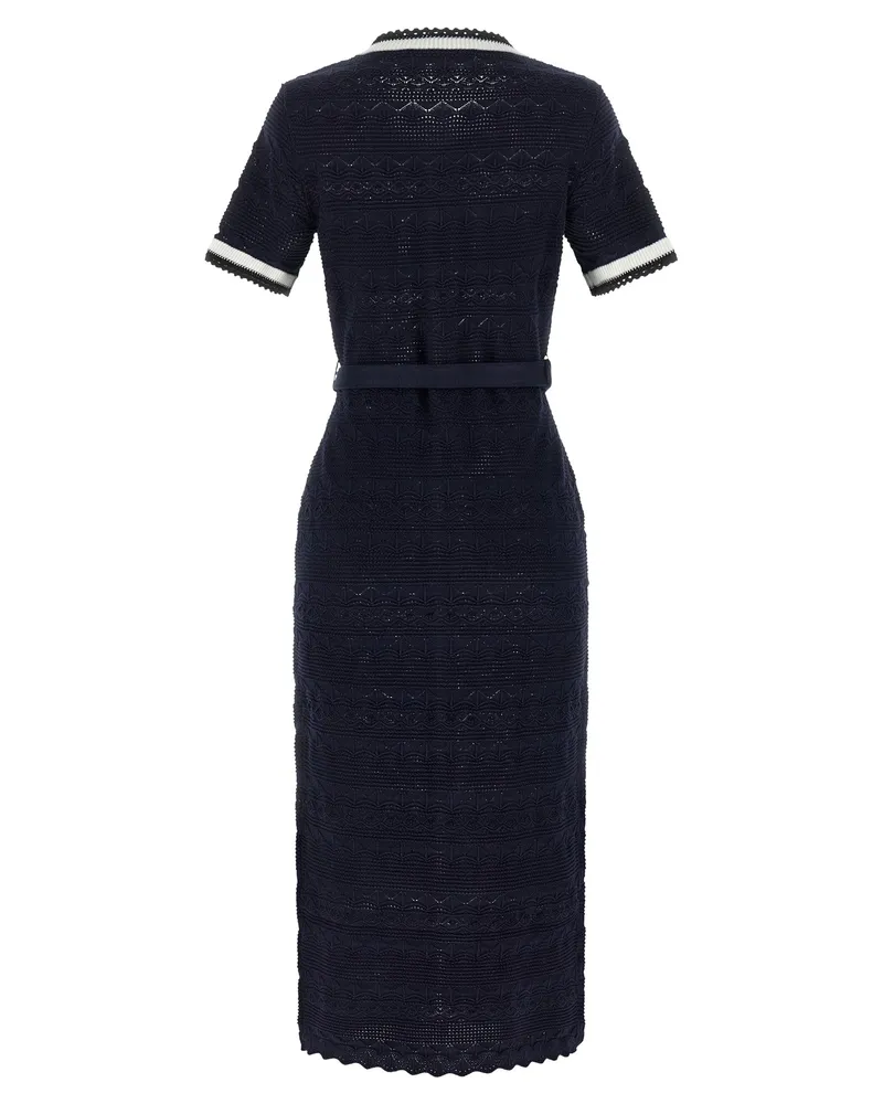 Self-Portrait Women's Blue Cotton Midi Dress Navy