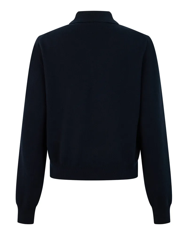 Miu Miu Women's Long Sleeve Cashmere Polo Shirt Blue Tops Navy