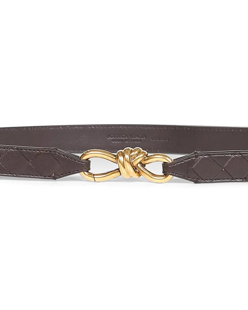 Bottega Veneta Women's Fondant Intrecciato Nappa Leather Andiamo Belt Brown Furs & Skins - Lamb Skin Brown