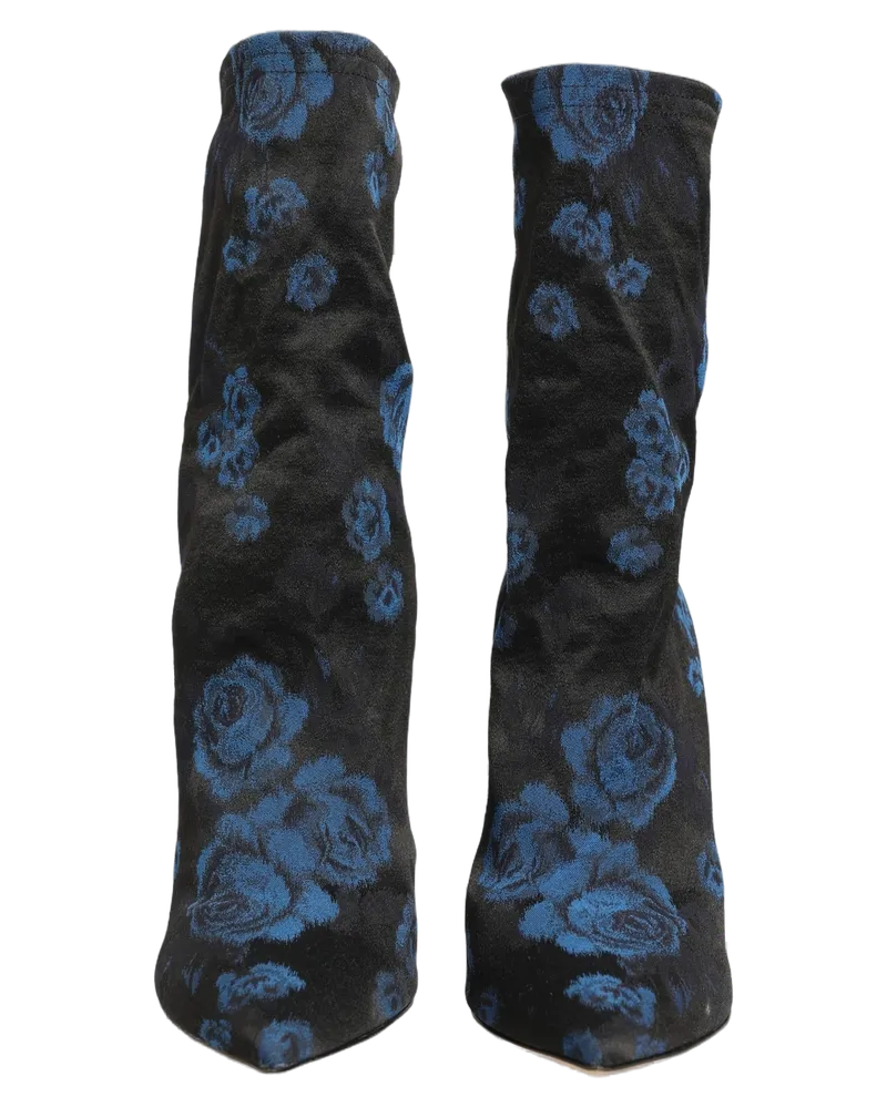 Dolce & Gabbana Floral-Print Stretch Sock Boot — Black Black