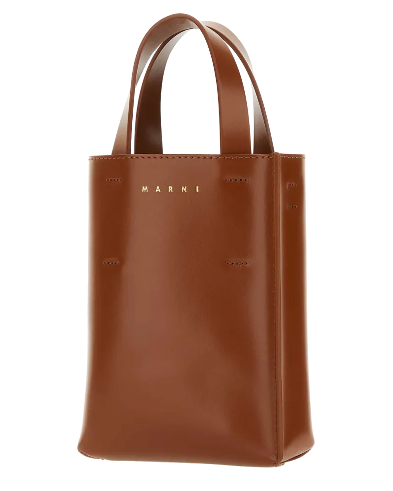 Marni Women's Brown Leather Nano Museo Handbag Moca Borse A Mano Bag Brown