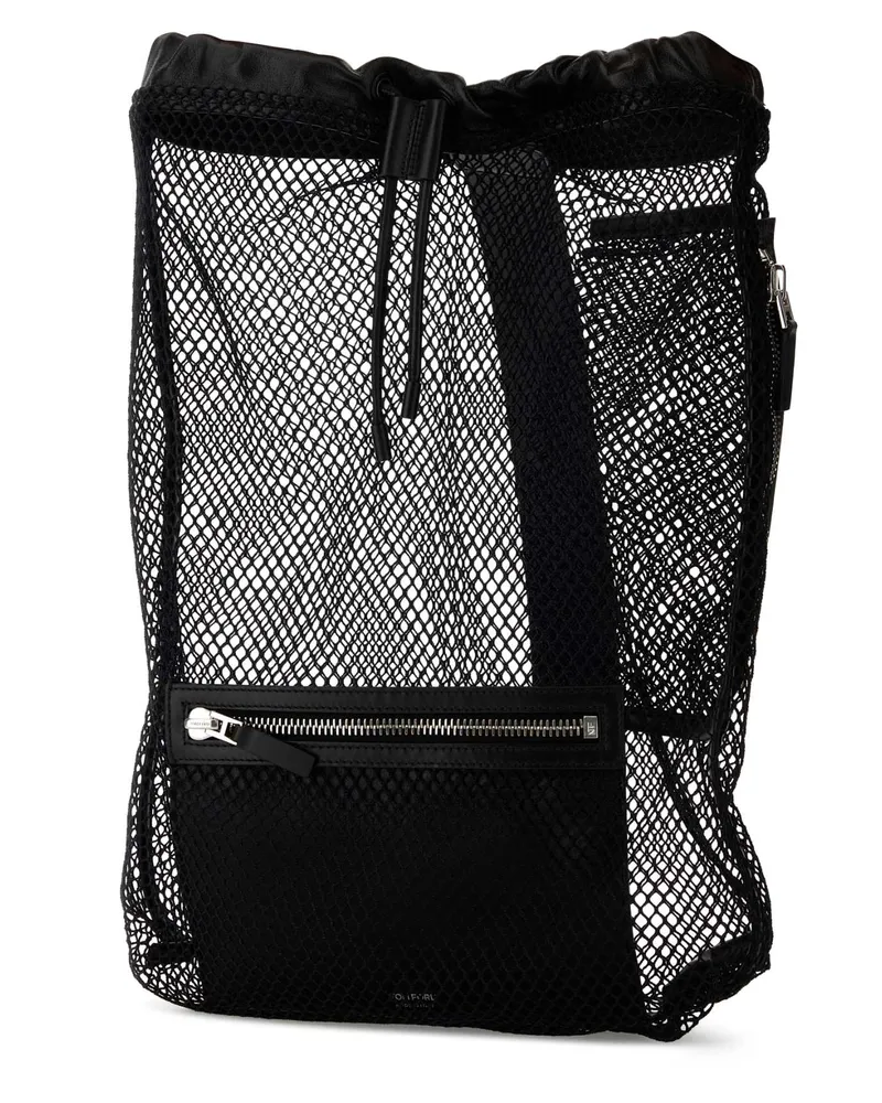 Tom Ford Men's Mesh Backpack Black Nylon Calf Leather Black