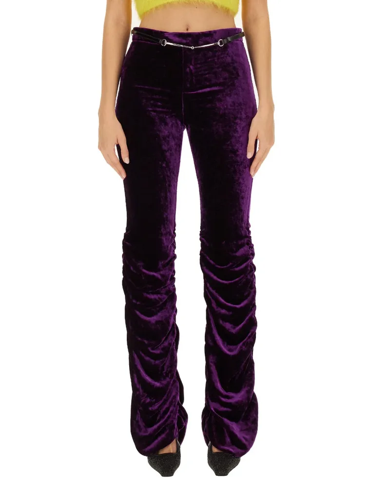 Gucci Velvet Viscose Trousers — Purple Purple