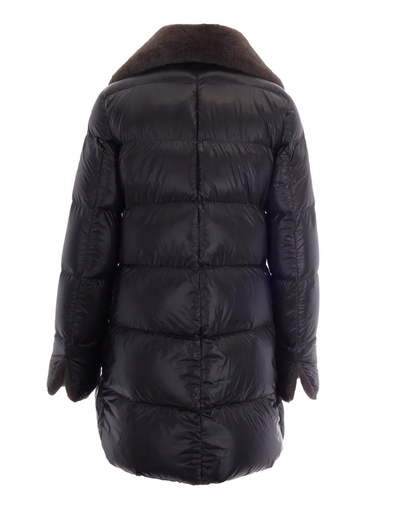 Herno Quilted A-Line Down Jacket — Black 
