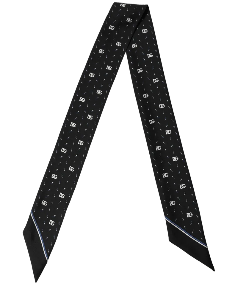 Dolce & Gabbana Silk DG Logo Scarf — Black Black