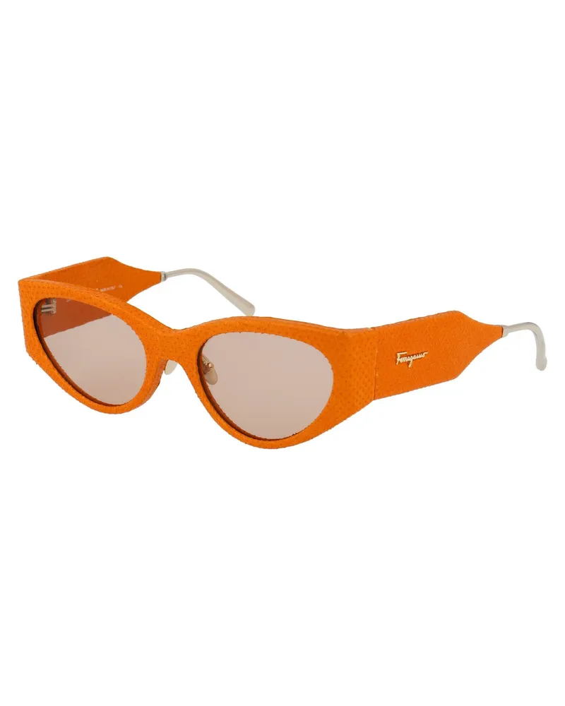 Ferragamo SF950SL Orange Leather Sunglasses — Orange Orange