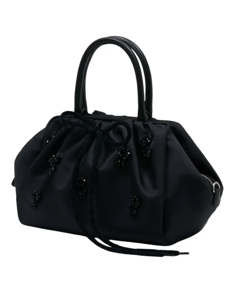 Simone Rocha Women's Gathered Top Handle Bag W- Emb -  Synthetic Black Handbags-Purses Black