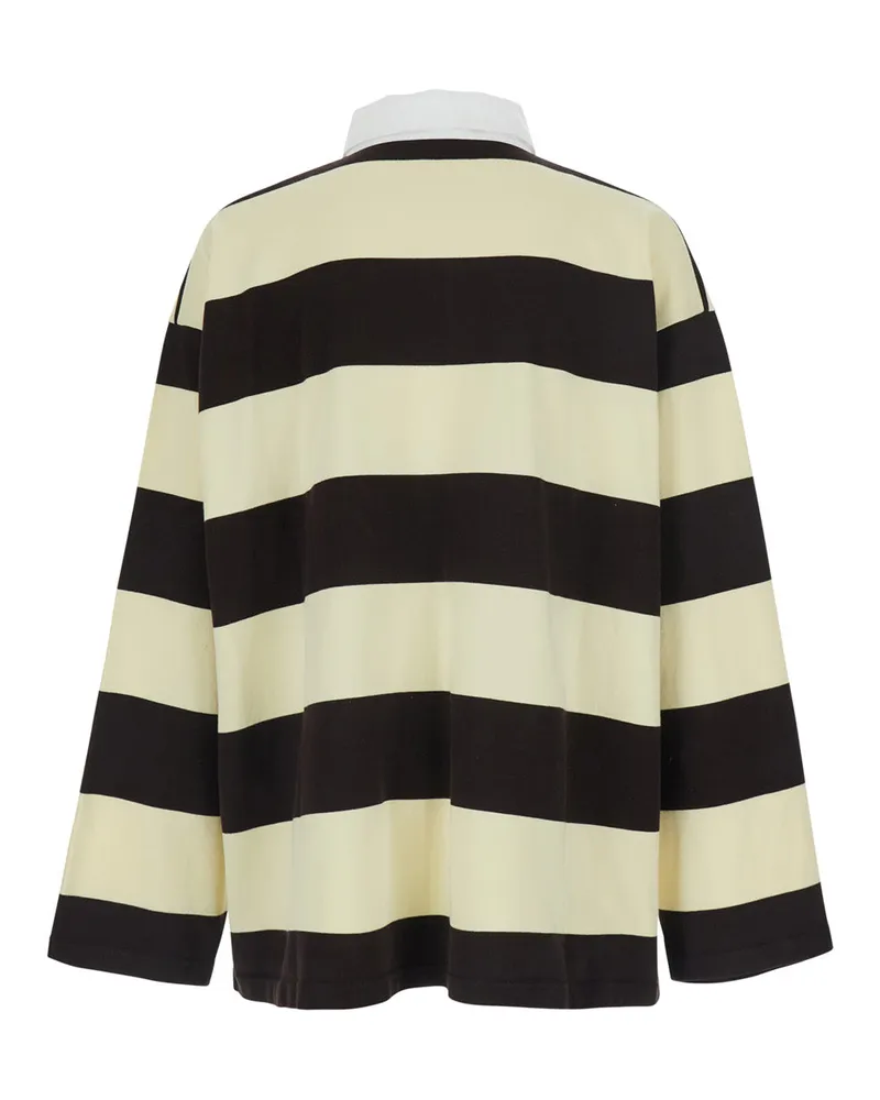 Balenciaga Striped Cotton Polo Shirt — Brown Brown