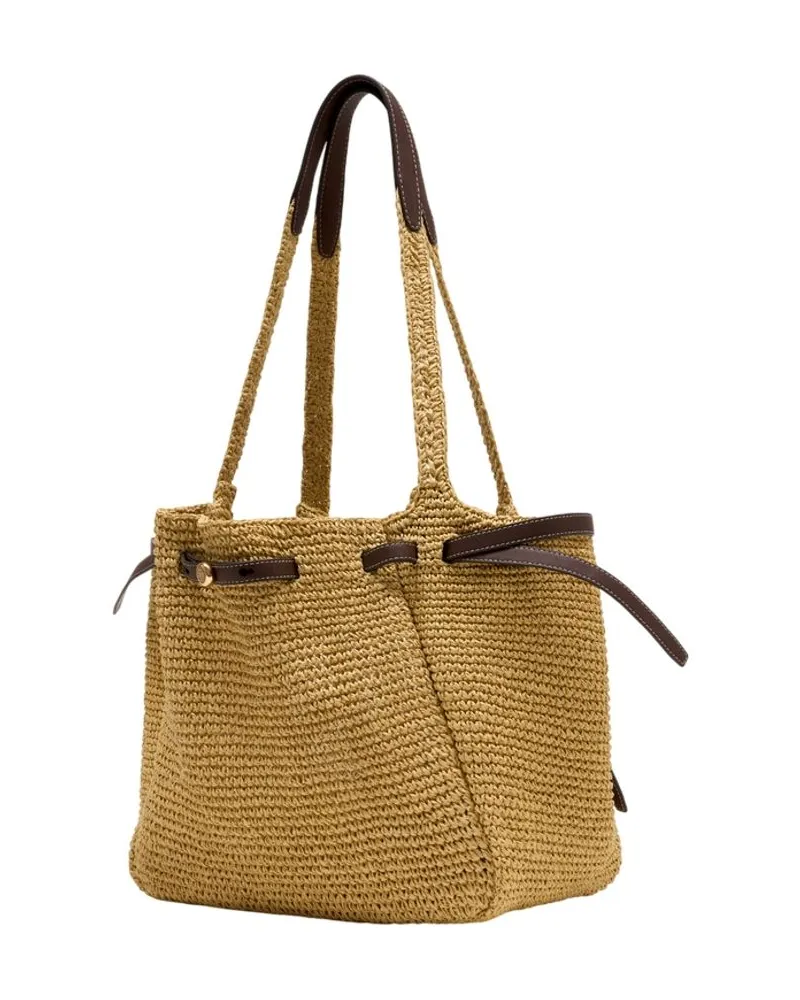 Tory Burch Women's Raffia Straw Shoulder Bag Beige Beige