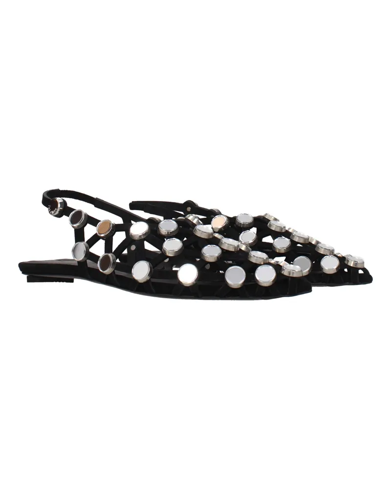 ATTICO Women's Black Leather Ballet Flats Black