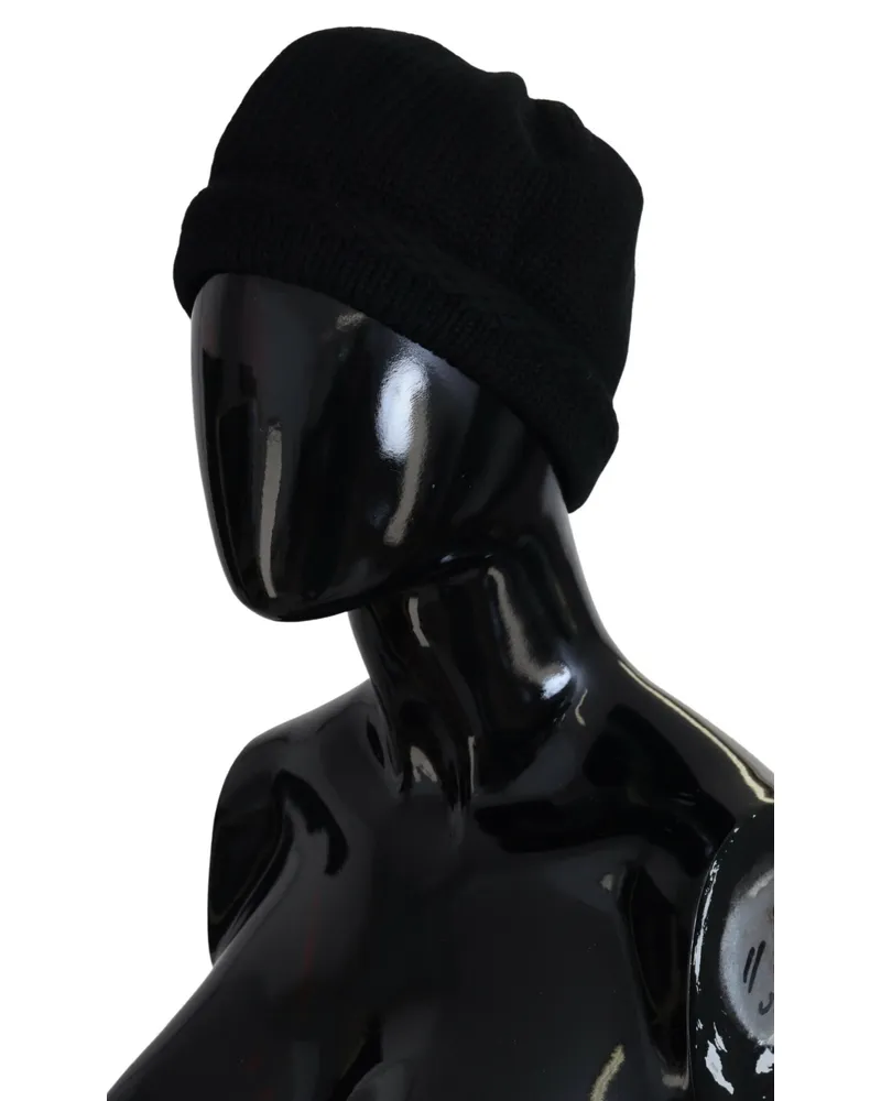 Dolce & Gabbana Black Virgin Wool Women Winter Beanie Cap Hat Black