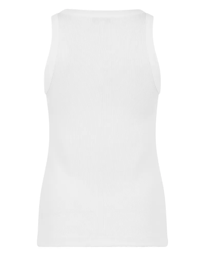 Vince Ribbed Cotton-Modal Tank Top — White White