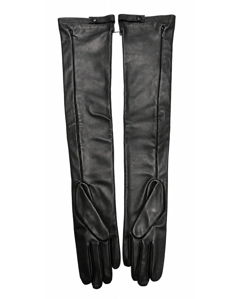 Jean Paul Gaultier Women's Lambskin Long Gloves Black Black