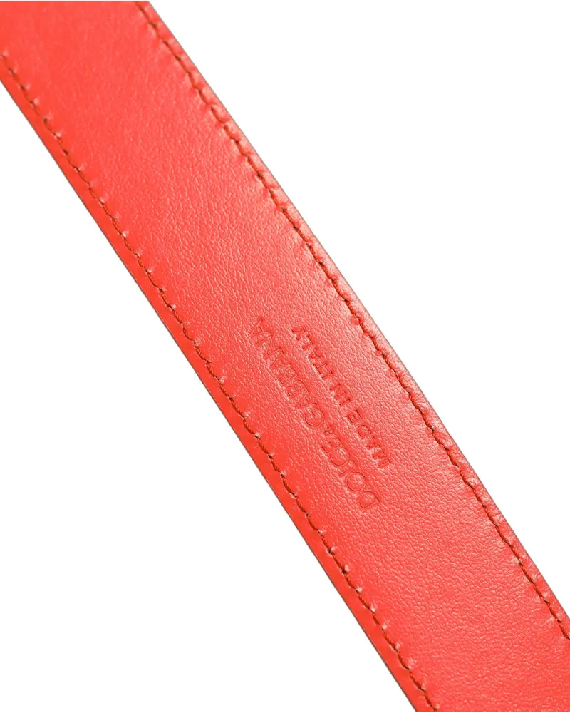 Dolce & Gabbana Women's Red Leather Silver Metal Buckle Cintura Belt Red