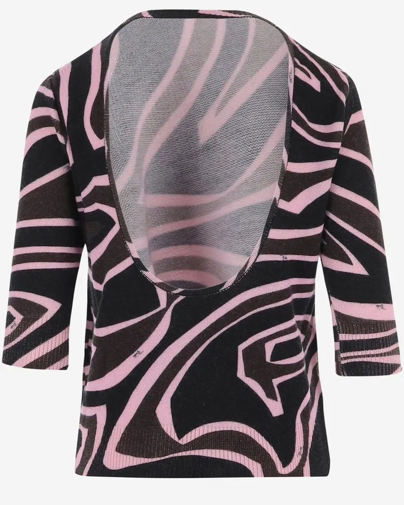 Emilio Pucci Labyrinth Print Wool Sweater — Black Black