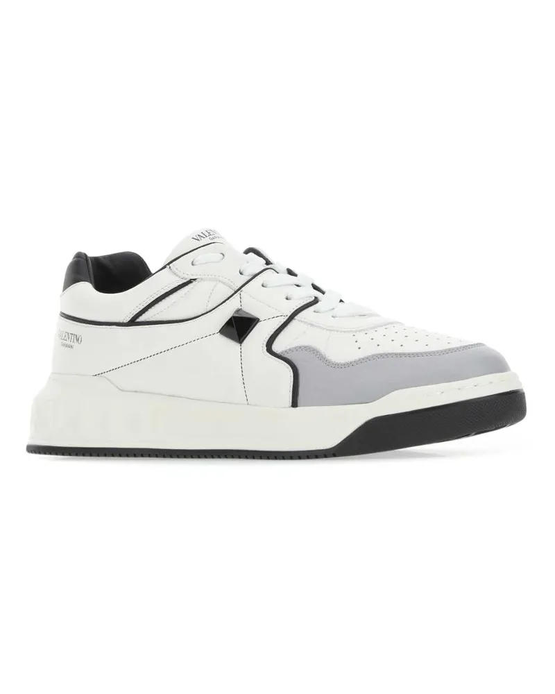 Valentino Garavani Men's Multicolor Nappa Leather One Stud Sneakers Bianconeropastelgreynerobianconero White