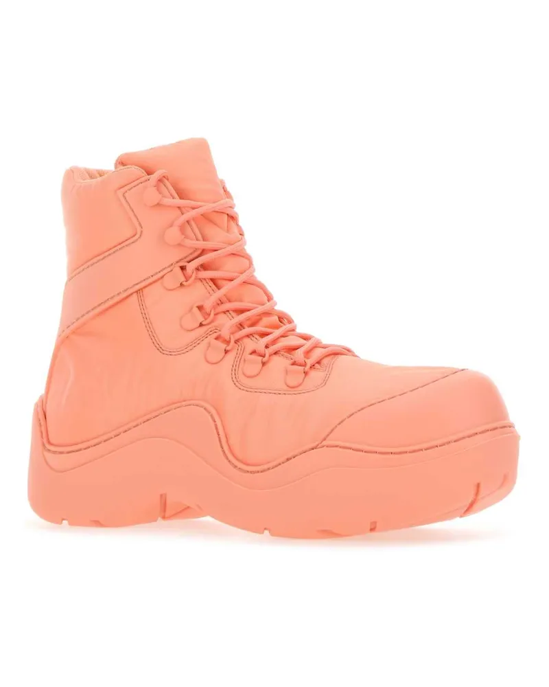 Bottega Veneta Women's Salmon Nylon And Rubber Puddle Bomber Ankle Boots 6807 Stivali Orange