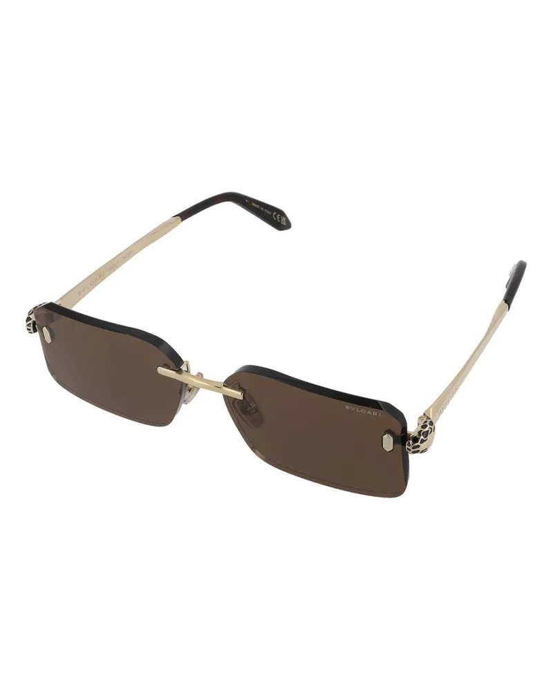 Bulgari BV40108U Rectangular Metal Sunglasses — Brown Brown