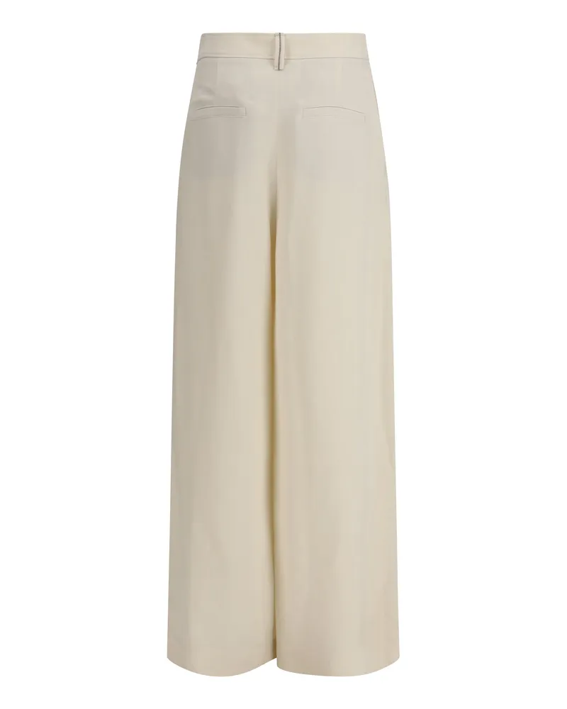Brunello Cucinelli Women's Trousers Crossed Cream Viscose Beige