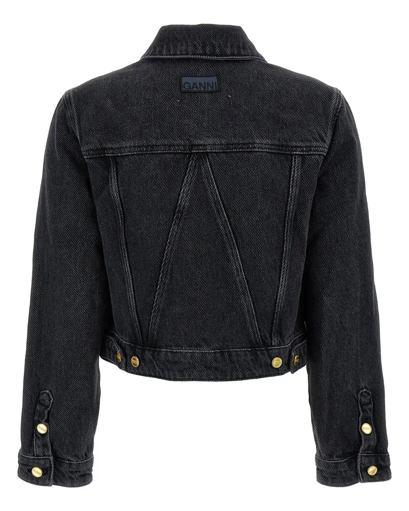 Ganni Cropped Denim Jacket — Black Black