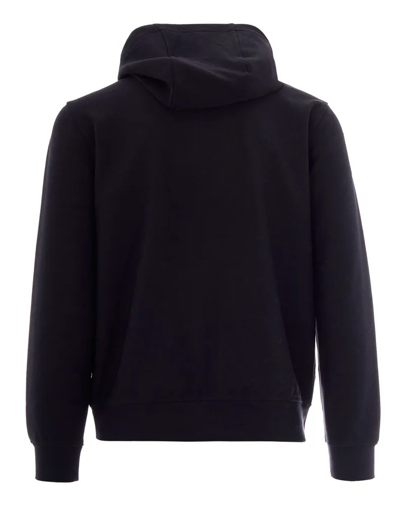 Emporio Armani Men's Hooded Sweatshirt Eagle Jacquard Black Blue External Fabric: Cotton Sweatshirts Sweater Blue
