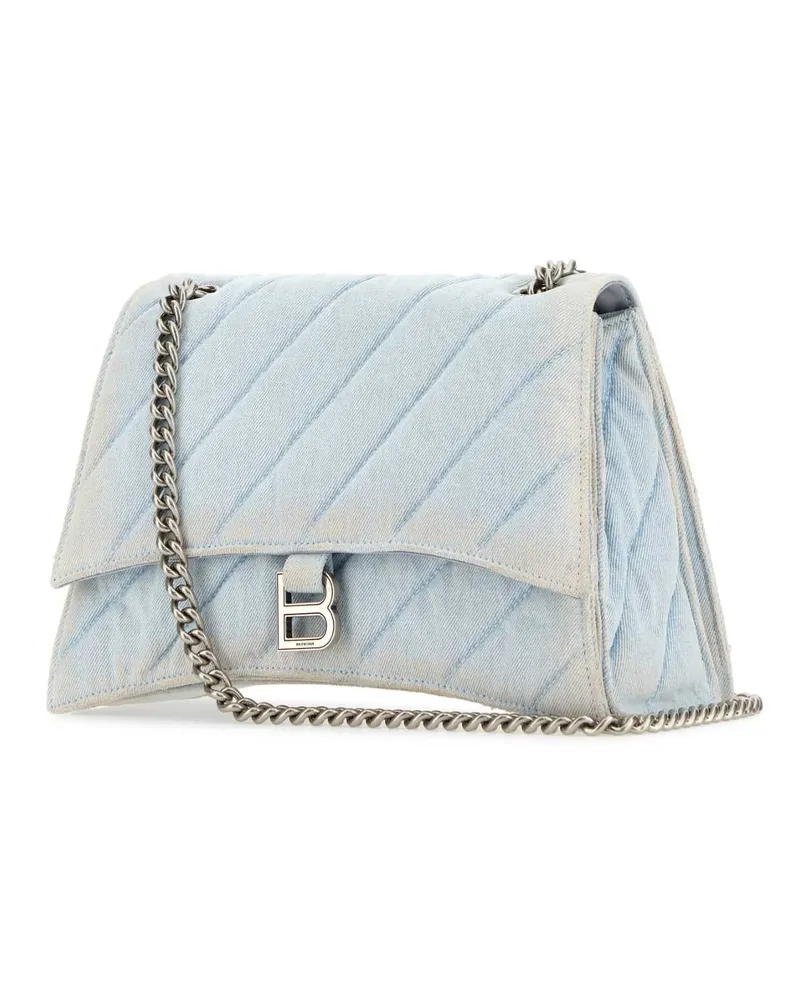 Balenciaga Women's Light-Blue Denim Crush M Shoulder Bag 4651 Borse A Tracolla Blue