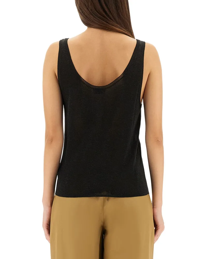 Saint Laurent Lurex Knit Tank Top — Black Black
