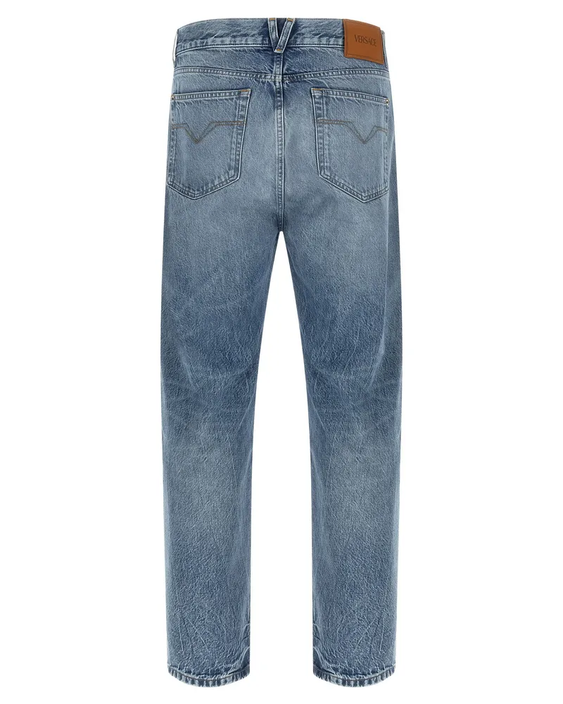 Versace Studded Medusa Jeans — Blue Blue