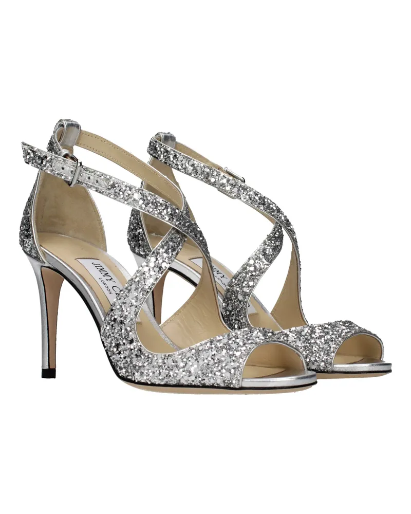 Jimmy Choo Women's Gray Plastic Strap-On Sandals Silver