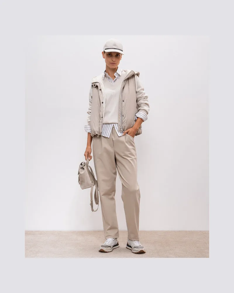 Brunello Cucinelli Relaxed Cotton-Blend Trousers — Beige Beige