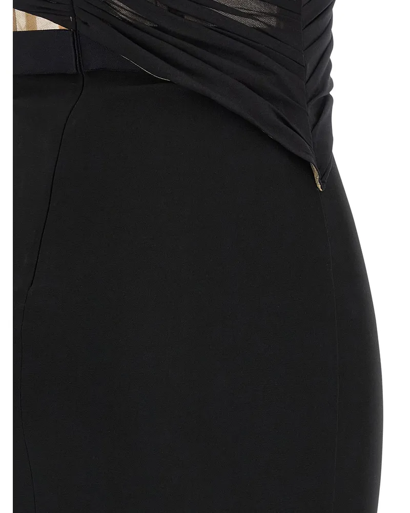 Nensi Dojaka Corsetted Draped Maxi Dress — Black Black