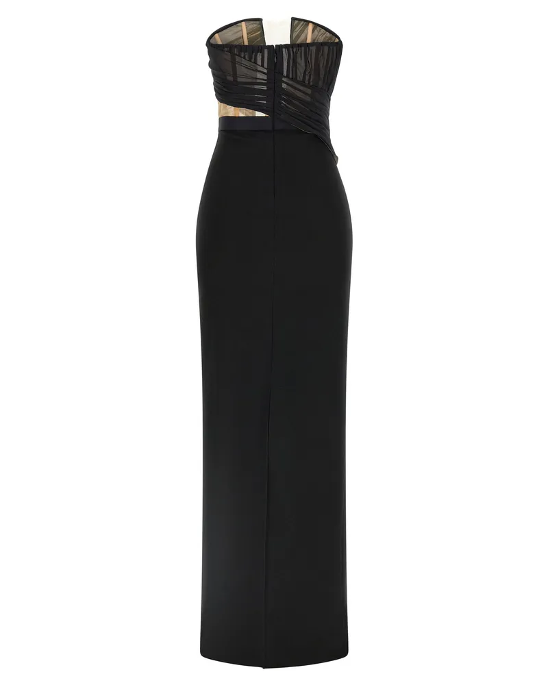Nensi Dojaka Corsetted Draped Maxi Dress — Black Black