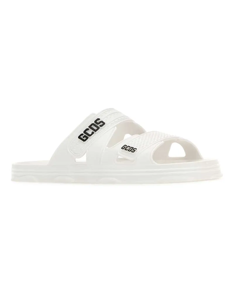 GCDS Unisex White Rubber  Slippers Biancoottico Flat Shoes White