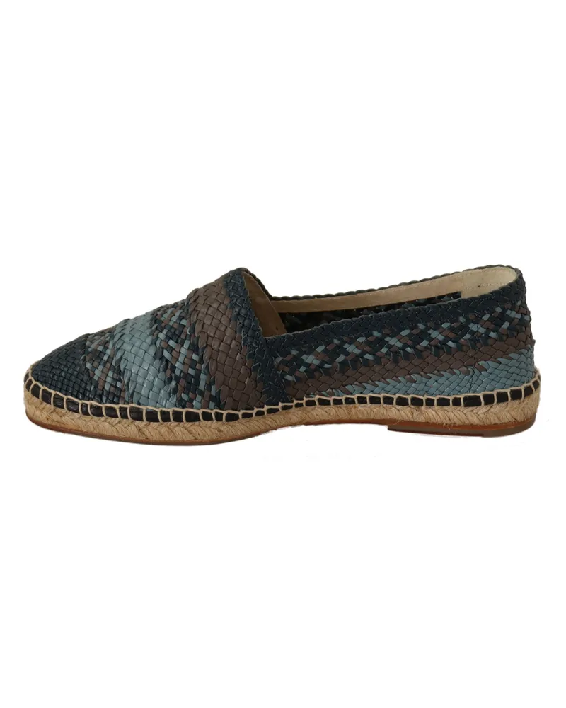 Dolce & Gabbana Men's Blue Gray Slip On Buffalo Espadrille Shoes Leather Blue