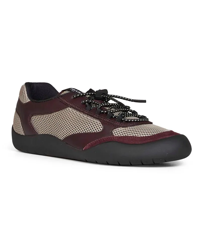 Prada Men's Sneakers Speedrock Clay-Burgundy Red Polyester Trainers Red