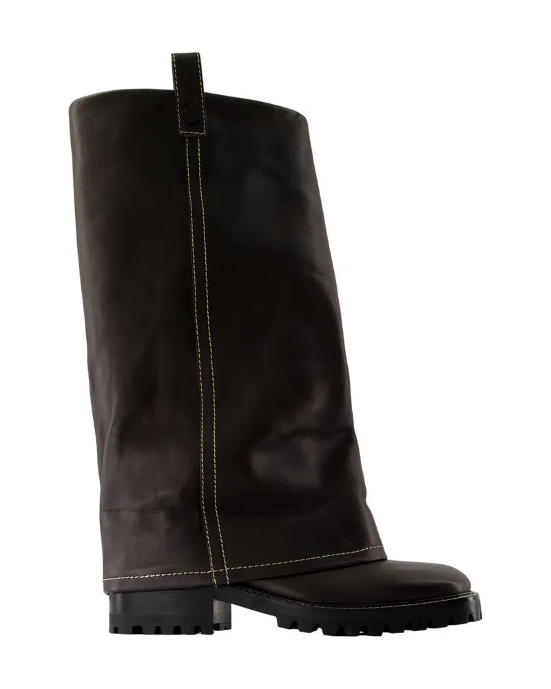 Acne Studios Men's Buckle Boots -  Leather Brown Calfskin Shoes Brown