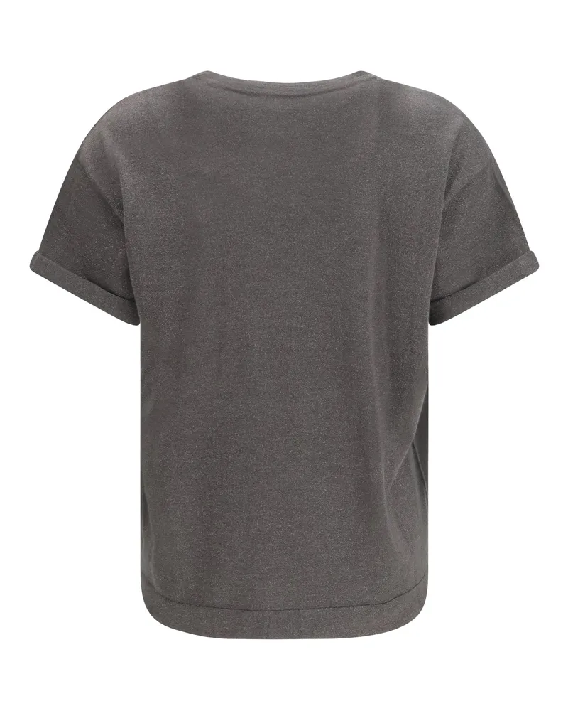 Brunello Cucinelli Women's Cashmere Glitter T-Shirt Piombo T-Shirts And Polos Gray