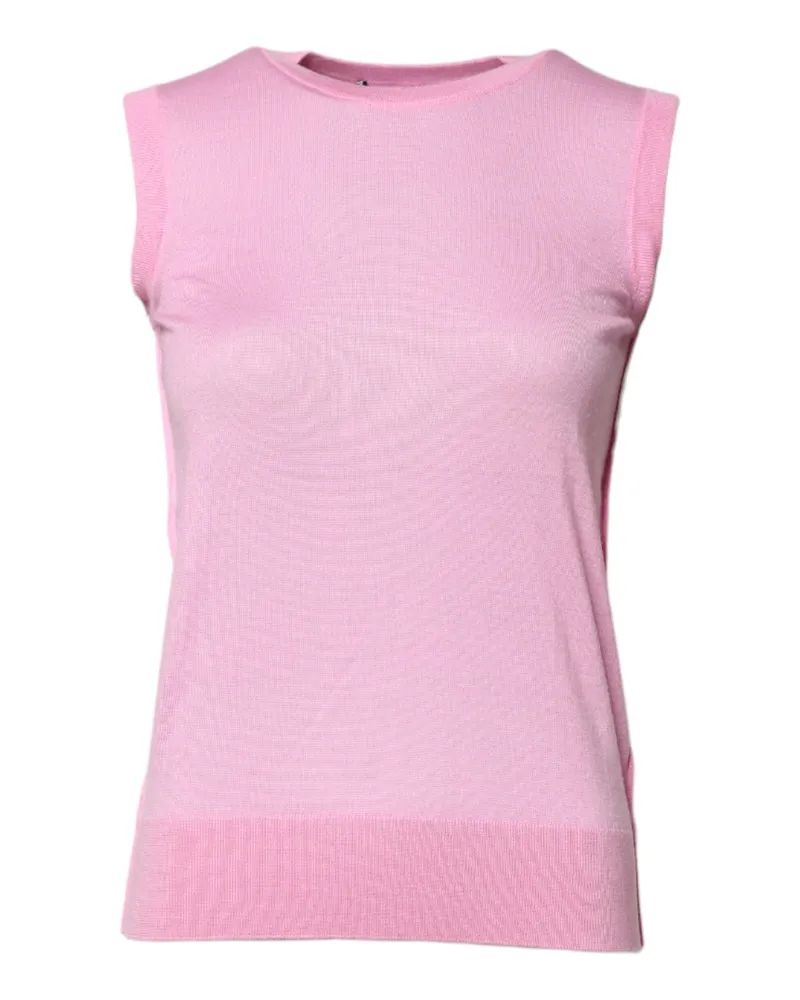 Dolce & Gabbana Women's Pink Cashmere Round Neck Sleeveless Tank Top Pink