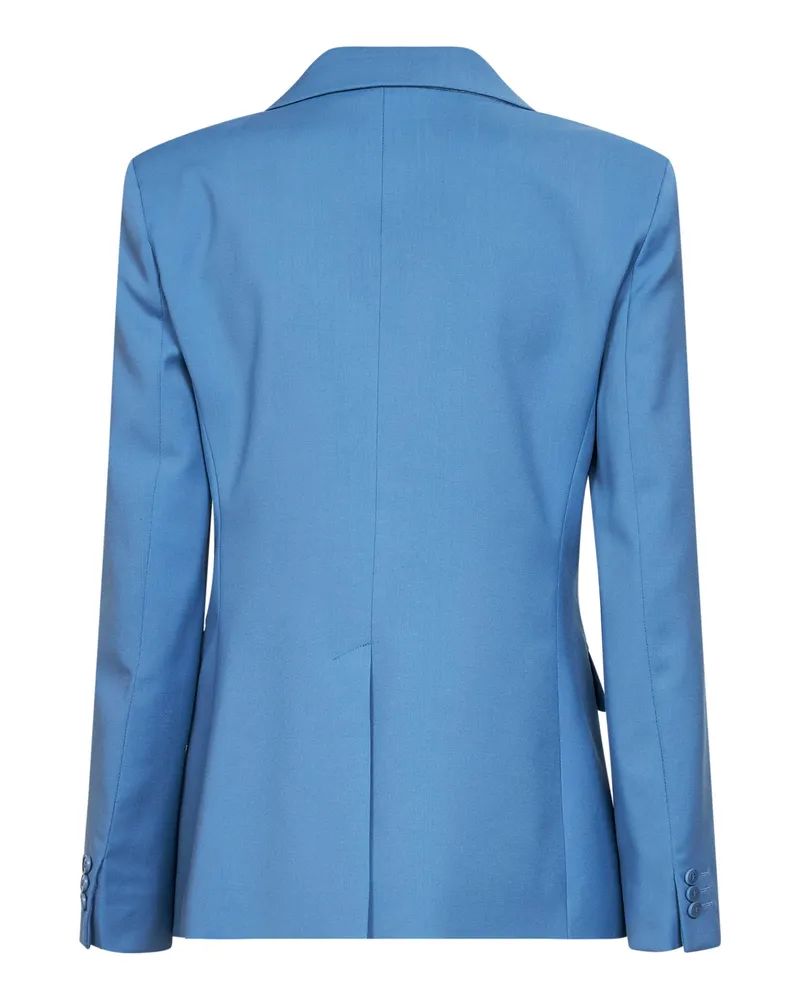 Max Mara Women's Light Blue Stretch Wool Blazer Virgin Jacket Blue
