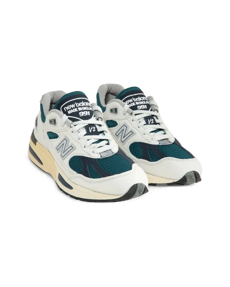 New Balance Calf Suede and Mesh Sneaker — White White
