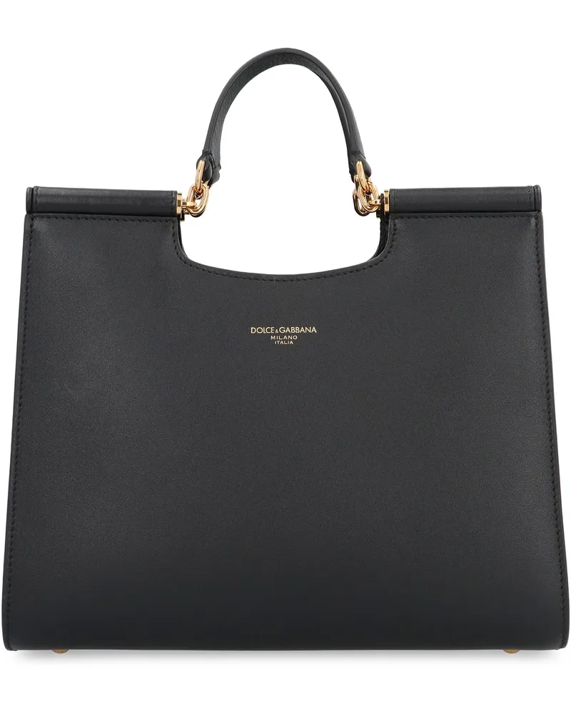 Dolce & Gabbana Women's Tote Bag Sicily Black Calf Leather Black