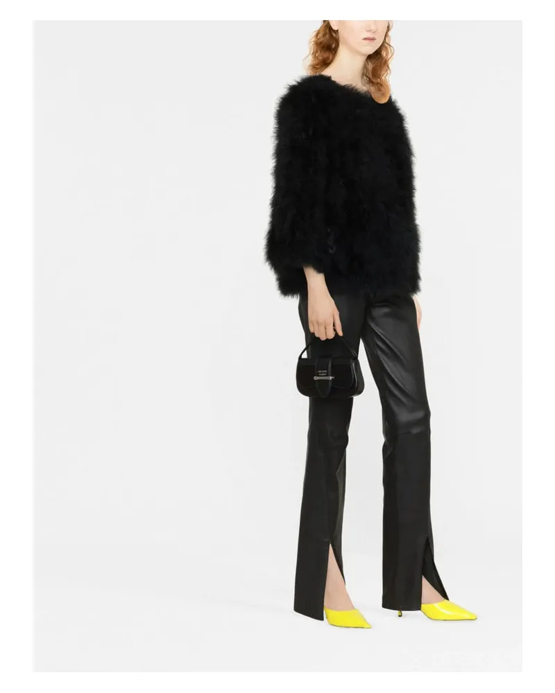 Yves Salomon Turkey Feather Jacket — Black Black