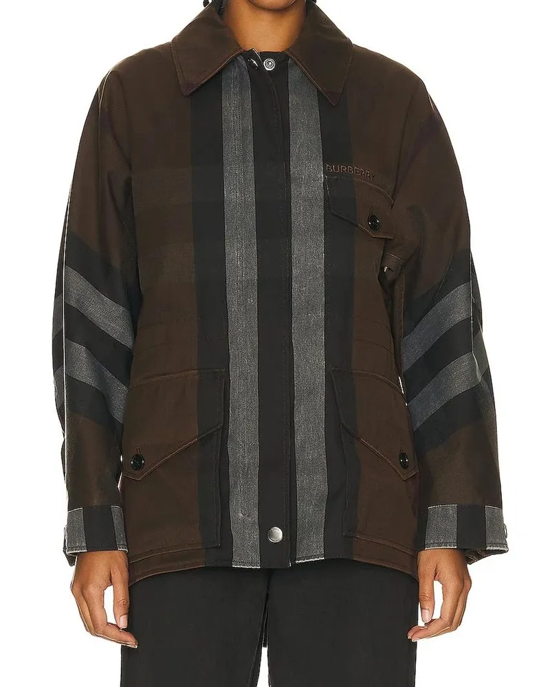Burberry Women's Brown Cotton Parka Clothing Brown