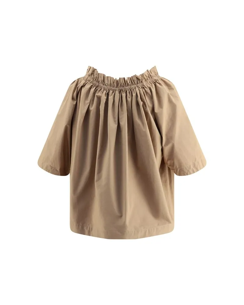 Saint Laurent Women's Beige Cotton Shortsleeve Shirt Beige