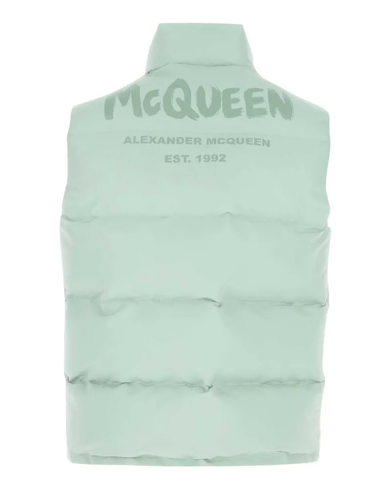 Alexander McQueen Men's Sea Green Polyester Sleeveless Padded Jacket 0913 Giubbini Green