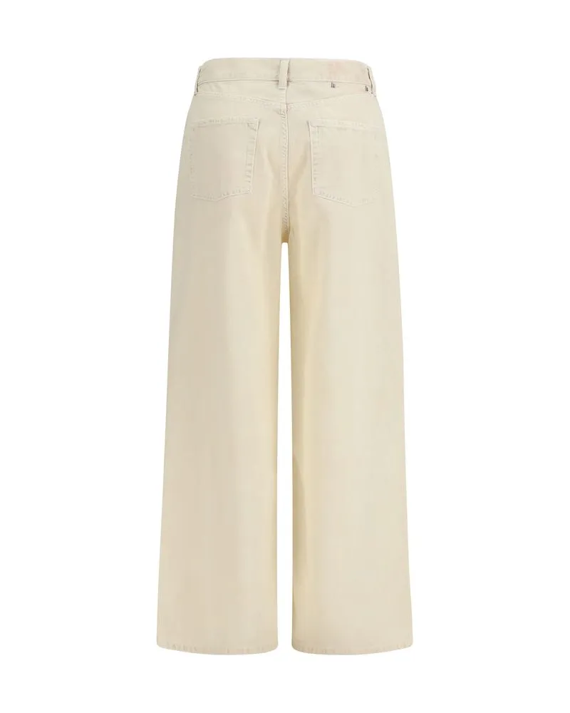Golden Goose Women's Bicolor Cotton Relaxed Fit Jeans Clothing Beige